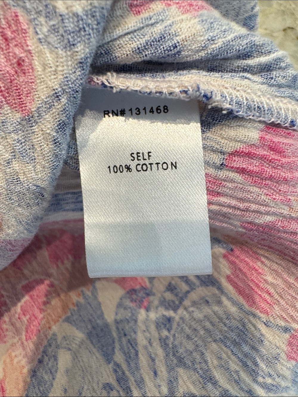 Avra Pink & Blue Floral V-Neck Puff Sleeve Blouse - Picture 4 of 5